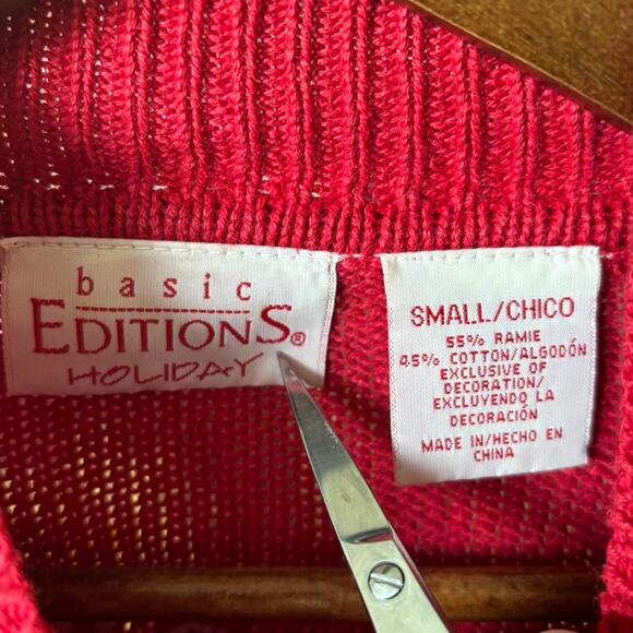 Basic Editions Holiday Sweater Small Red Stocking Garland Novelty Christmas - Picture 8 of 8